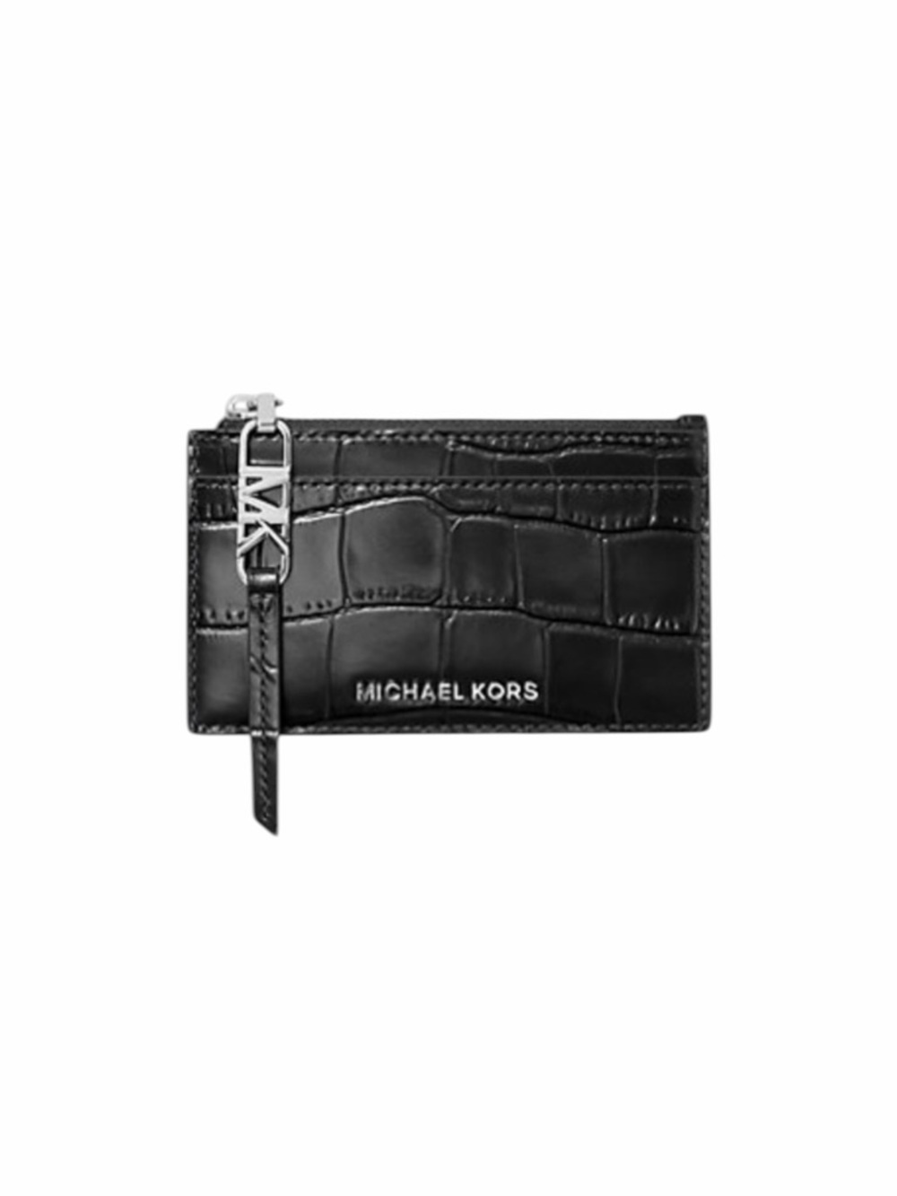 Michael Kors Empire Black Crocodile Embossed Leather Cardholder Wallet NWT